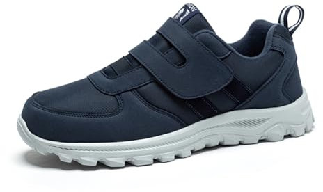 BibHoly Diabetiska skor för kvinnor män extra bred passform träningsskor enkel stängning ortopediska tofflor för svullna fötter plantar fasciit lätta promenadsneakers med justerbar rem, A1 blått, 43