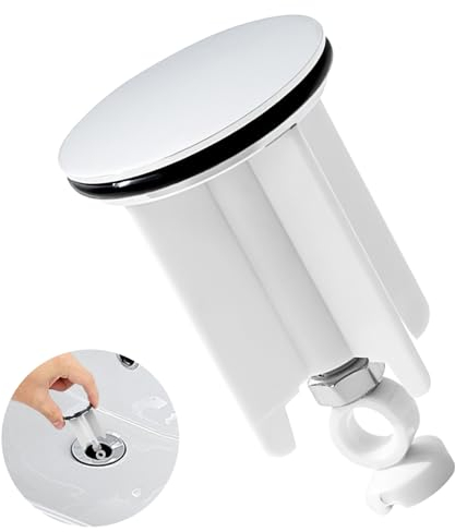 kurkip Universal Waschbeckenstöpsel 40mm Chrom Abflussstopfen – aus Messing, Einstellbare Gummi Stöpsel Waschbecken, Geeignet für Alle Handelsüblichen Waschbecken und Bidets, Rostfrei & Dicht