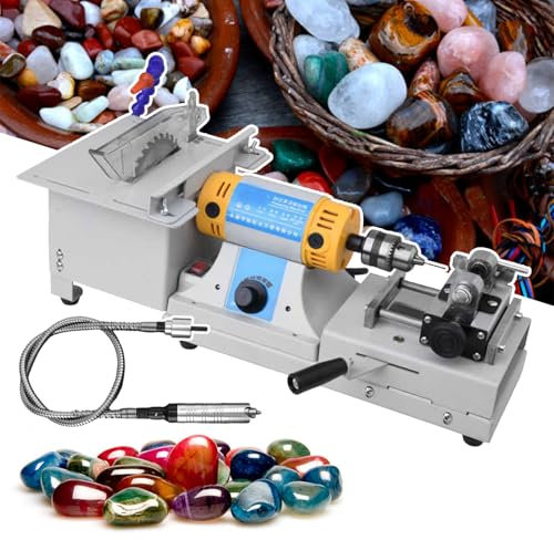 agreilduite Schmuck-Lapidarsäge zum Schneiden und Polieren von Edelsteinen und Holz mit Schaftgriff und Flexibler Welle, 800–10.000 U/min, Mini-Tisch-Edelstein-Jade-Sägen, Polierschleifer,stonekit
