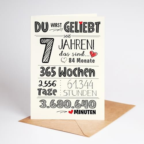 Lovely Cards - Süße Karte zum 7. Geburtstag - Geburtstagskarte 7 Jahre Jungen - Geschenk Mädchen 7 Jahren - Geburtstagskarte A6 (7 Jahre) - A6 Karte mit Umschlag