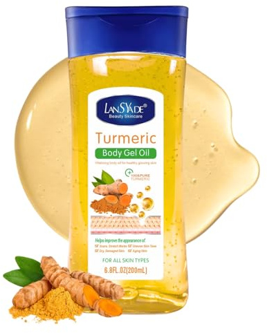 Turmeric Essential Oils for Skin - Body Oil for Women - Turmeric & Vitamin E Facial Oil Gel - Face & Body Skin Care - Massage Body Oil for Dry Skin - Easy Absorb & Deeply Hydrating