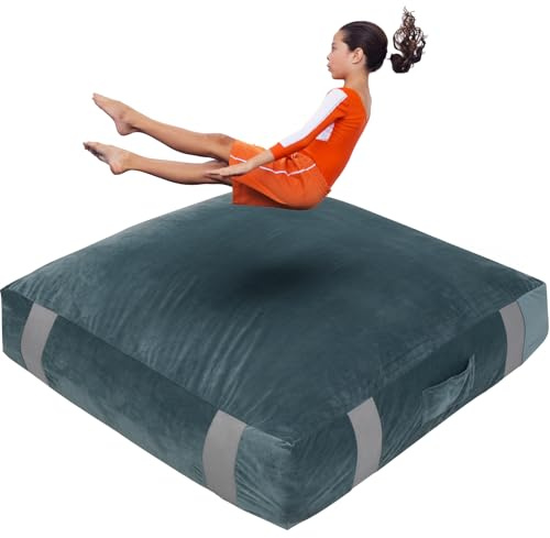 FINCOME Sensory Pads for Kids Sensory 5'x 5'/ 4'x 3' Gray Mat with Foam Blocks Washable Velvet Cover Sensory Crash Mat for Climbing Gymnastics Sensory Pad for Sensory Tool, Schools, Sensory Therapy