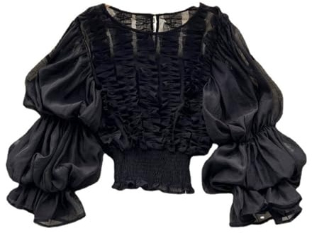 CUTEGAL Bell Sleeve Tops for Women Dressy Tops for Evening Wear Sexy Party Lace Blouses (2-Black,One Size,One Size)
