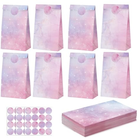 woric 36 sacchetti per feste per ragazze, 24 x 13 x 8 cm, sacchetti regalo per feste di bambini, sacchetti pastello con adesivi per feste di compleanno, matrimoni, baby shower