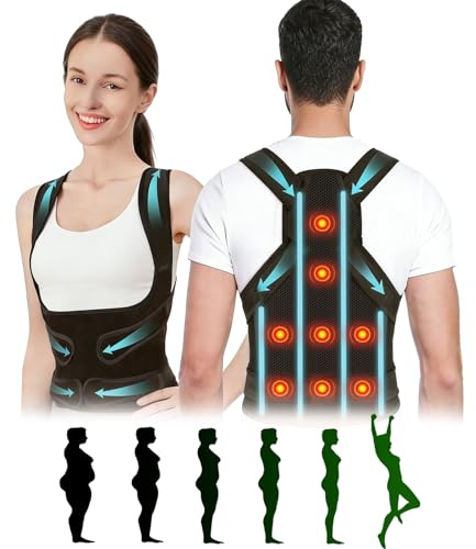 Aniepaa Correttore Posturale Spalle, 8 Magneti Fascia Lombare Supporto Schiena, Correzione Della Postura Della Colonna Vertebrale, Miglioramento del Fisico Donna Uomo