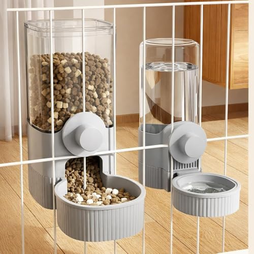 Comedero automático para conejos colgantes de alimentación y agua, juego de gravedad para conejo, chinchilla, cobayas, jaula 2 en 1
