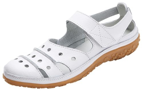 Generisch Sandali estivi da donna, comodi, sandali piatti da donna, chiusi davanti, sandali da trekking con plantare, scarpe estive leggere, antiscivolo, scarpe da lavoro, larghezza H, scarpe da