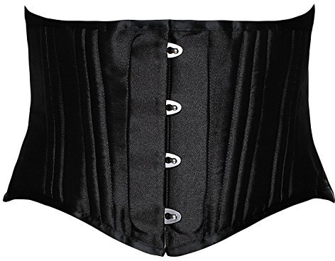 SHAPERX Damen 26 Stahl Gebohrt Korsett Unterbrust Lace-Up Kurzen Torso Shaper Korsage Heavy Duty Waist Cincher Corsage Top, UK-DT1934-Black-S