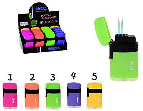 DC Briquet Double Flamme Tempete Reglable Rechargeable - Modele 1 Rose Fluo - 202