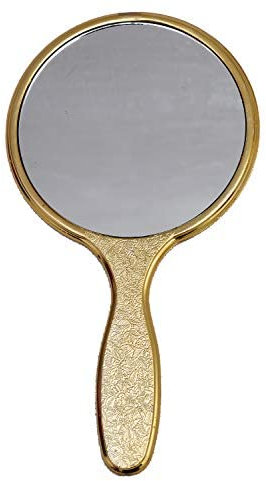 Garden Of Arts Golden Handheld Salon Barbers Hairdressers Extra Big Mirror with Grip Handle