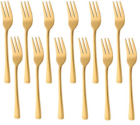 Meisha Kleine Harley Pattern Teegabeln, Gold Edelstahl 12er-Set, Küchenzubehör Hochzeitsfeier für Salat, Vorspeise, Obst