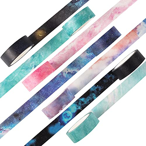 YUBX 7 Rullar Washi Tape Set dekorativa tejp Washi Glitter Dekorativa Tape Självhäftande för DIY Crafts Scrapbooking (Fastary)
