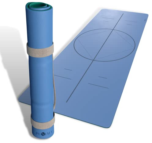 PUNIMA Yogamatte XXL OHNE TPE, 100% Naturkautschuk und Premium PU veganes Leder, Rutschfest, Extra BREIT und LANG, TPE FREI, Fitnessmatte, Yoga Matte, 183 x 68 x 0,4 cm