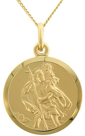 Collier avec pendentif St Christophe plaqué or sur une chaîne gourmette de 45,7 cm dans une boîte cadeau