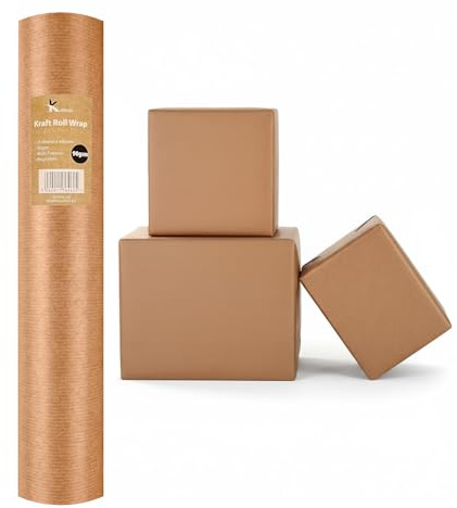 Kraft Paper Roll 90gsm - 25m x 44.5cm - Brown - Eco-Friendly - Biodegradable, Compostable, Recyclable -Perfect for Gift Wrapping, Crafts, Art, Packing, Postal, Shipping, Dunnage & Parcel