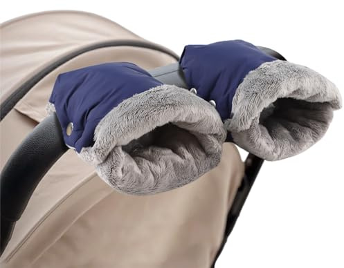 Stroller Hand Muff Windproof Anti-Freeze Pram Hand Warmer Warm Baby Stroller Gloves Pushchair Mittens (Navy)