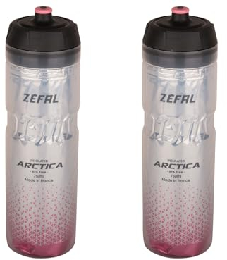 ZEFAL Pack Arctica 75 - Lote de 2 bidones para bicicleta 750ml - Bidon Ciclismo Isotermico - Inodoro e impermeable, botella deportiva sin BPA, Plata/Rosa pálido, 2 x 750ml