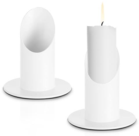 Kerzenständer Kommunionkerze, 2 Stück 4 cm Weiße Kerzenhalter Taufkerzenständer Stabkerzenhalter Deko, für Kommunionkerze Stabkerze Stumpenkerze Tafelkerze Traukerze Trauerkerze