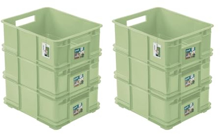 PAFEN 6 x scatole impilabili Euro 20 l – 43 x 35 x 18 cm – Eco contenitore impilabile Euro-box per il trasporto in PP, verde erba