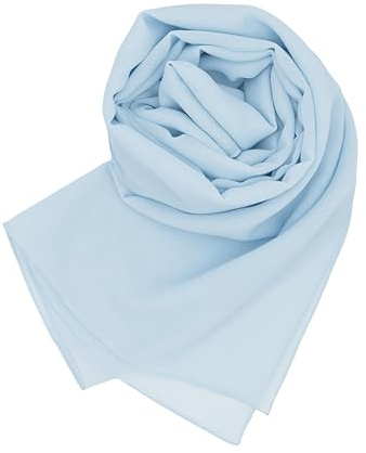 MAPIMANIA - Stola Elegante Donna Color Azzurro Pastello per Cerimonia e Matrimonio Made in Italy, Scialle coprispalle estivo Chiffon 200x80, Sciarpa Copri spalle per abito