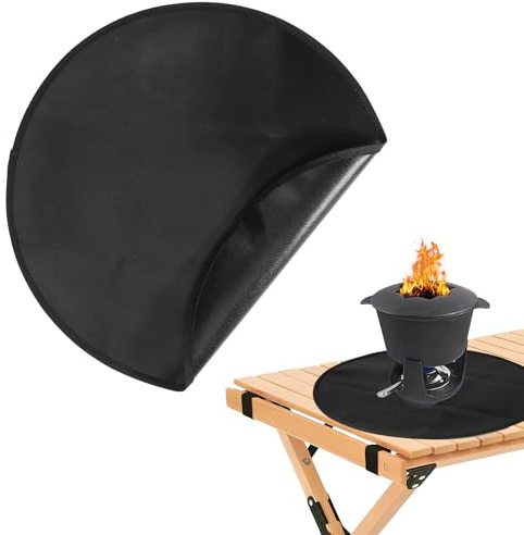 Fire Pit Mat för Solo Stove Mesa XL, 49,5cm Brandsäker Matta för Under Fire Pit Däcksskyddsmatta Rund Eldstadsmatta Pad Värmebeständig Under Grillmatta för Bordseldstad Utomhusgrill