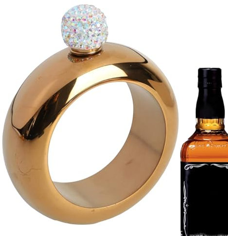 Petaca con pulsera de acero inoxidable Petaca con pulsera de acero inoxidable | 3,5 onzas, bonita botella con pulsera para cumpleaños, bailes, whisky y festivales de música.