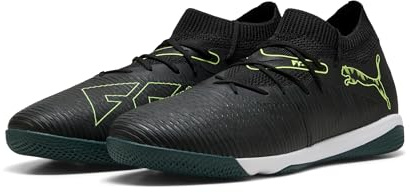 PUMA Unisex Future 8 Match Indoor Training Football Boots, PUMA Black-Fizzy Light-Green Terrain, 12 UK
