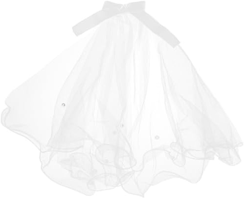 GORGECRAFT Velo da Sposa per Animali Domestici in Poliestere Bianco in Plastica Imitazione Perla Fiocco per Capelli di Cane Copricapo Abito Velo da Sposa Costume con Clip per San Valentino Accessori