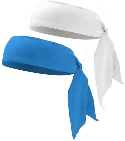 NiceYnn 2 fasce per capelli, unisex, elastiche, regolabili, sportive, antiscivolo, per yoga, karate, yoga, ninja, karate, fascia per capelli per corsa, fitness, colore bianco cielo blu