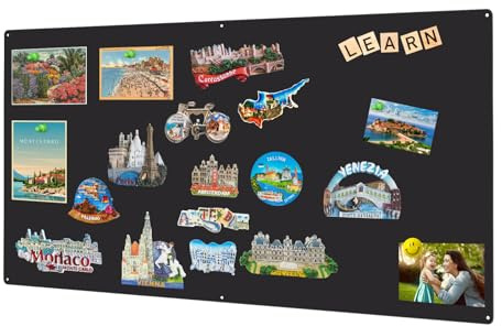 Qiytecno Lavagna Magnetica da Parete, Pannello Magnetico Nero 80x100cm - per Cucina, Ufficio, Scuola - Ideale per Magneti Turistici, Appunti e Promemoria Magnetici, Magnetic Board