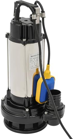 Dränkbar pump, smutsvattenpump med flottörbrytare, 1 500 W 220 V, 2 850 varv/min, 3 6006 l/h flödeskapacitet, flödeshöjd 22 m, nedsänkningsdjup 20–30 m, dränkbar pump smutsvatten, 50 x 25 x 23 cm