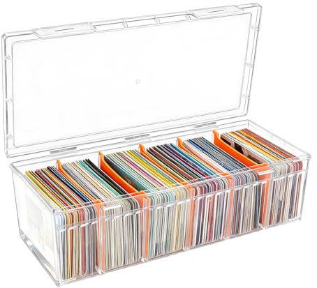 Feirdhoo Boîte à fiches transparente DIN A8 avec séparateurs amovibles - Peut contenir 606 cartes de vocabulaire - Boîte d'apprentissage pour la collection de cartes, cartes de visite, cartes de jeu
