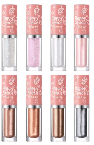 8 Pcs Ombretto Liquido Occhi Ombretto Liquido Glitter Ombretti Liquidi Occhi Alta Resa Cromatica Asciugatura Rapida Facile da Sfumare Perlescente E Brillante Adatto a Vari Stili di Trucco