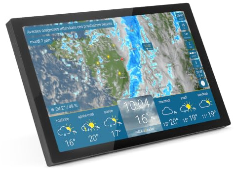 meteo & radar home 4 Display, Stazione Wi-Fi con Radar meteo: Filmato animato sul tempo su display HD+ a colori, design elegante, allerte maltempo, previsione a 14 giorni, dati meteorologici premium