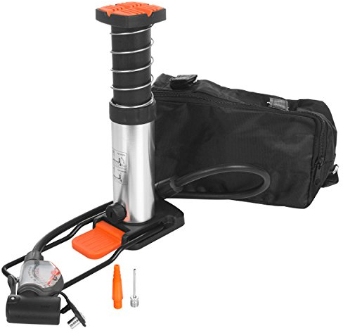 Bikers Dream Mini Fußpumpe mit Adapter, 20 x 10 x 10 cm, Schwarz