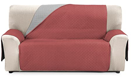 Cardenal Textil Rubí vändbar tvåfärgad sofftäcke, polyester, röd, pärla, 3 sits