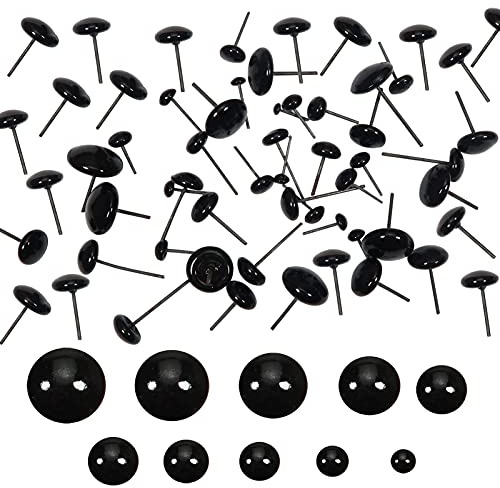 Toaob - 100 ojos de seguridad para Amigurumis negros, juguete de cristal de 3 mm a 12 mm, para manualidades, creación de muñecas, muñecos, manualidades