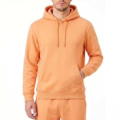 RIPT RCSWT763 Men's Hooded Soft Touch Loungewear Hoodie Sweatshirt Top, Orange, L