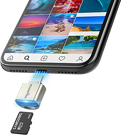 TF kortläsare för iPhone iPad, Rocketek micro SD-kortadapter Lightning MS minneskort kamera läsare kompatibel med iPhone X/8 Plus/8/7 Plus/7/6s Plus/6s/, iPad Mini/Air