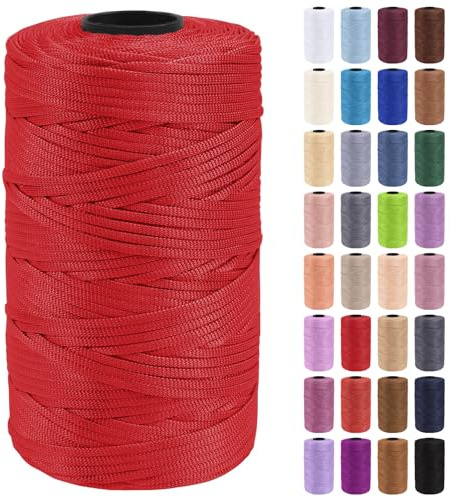 Uiopa Makramee Garn 3mm x 200m Polypropylen Flache Macrame Cord Makramee Band Makramee Schnur Farbig für Häkeln, Stricken, Dekoration, DIY Handwerk