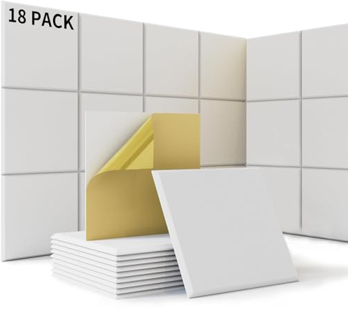 18 Piezas Paneles Acusticos Autoadhesivos, Insonorizacion Acustica Pared Alta Densidad 230kg/m³, 30 * 30 * 1cm Paneles Acusticos Decorativos para Oficina, Estudio de Grabación, Gaming, Podcasting
