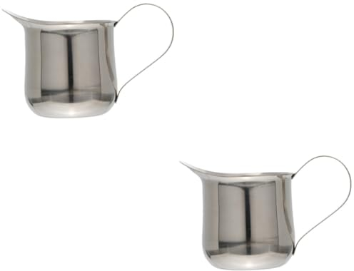 HEMOTON 2 Pezzi 60 Tazza in Acciaio Inossidabile Caffè Espresso Brocca Per Schiumare Il Caffè Brocche Fumanti Di Latte Brocca Per La Crema Di Caffè Espresso Wdt Caffettiera Coppa Mini