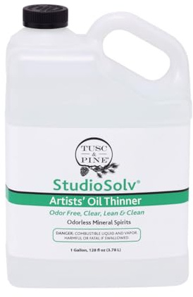 Tusc & Pine StudioSolv™ - Licores minerales sin olor, disolvente purificado sin olor para diluir aceites, artistas, diluyentes de pintura, profesionales y más. - Galón