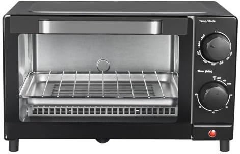 AcaimE 4 Slice Toaster Oven with 3 Setting, Baking Rack and Pan, Black, New