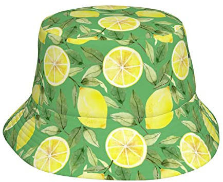 TDTRADD Chapeau cloche citron pour homme et femme - Chapeau bob de plage - Chapeau de soleil pliable pour l'été et l'extérieur, comme sur l'image, taille unique