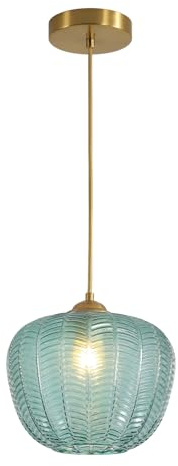 KCO belysning grönt glas hänge ljus guld glob hängande ljus bondgård randigt glas hänge ljus mitten av århundradet modern hängande lampa retro hängande ljusarmaturer