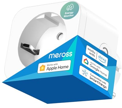Meross Prise Connectée (Type F), 16A Prise WiFi Compatible avec Apple HomeKit, Alexa et Google Home, Prise Intelligente avec Mesure de Consommation Électrique, Commande Vocale et Contrôle à Distance