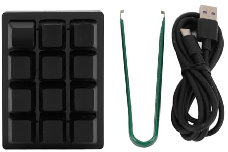 Fabater Teclado Mecánico para Jugar de 12 Teclas, Teclado Mecánico Programable con una Mano, Teclado Macro Programable con Cable Mini USB (Black)