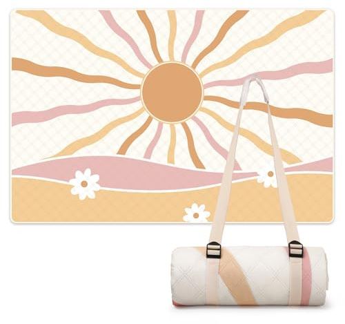 LARUTAN Sicilia Couverture de pique-nique imperméable lavable en machine avec sangle de transport pour plage, pique-nique et camping 200 x 300 cm