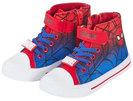 Scarpe da ginnastica in tela con cerniera, motivo Spiderman, per bambini, con cerniera, Nero e rosso, 24 EU